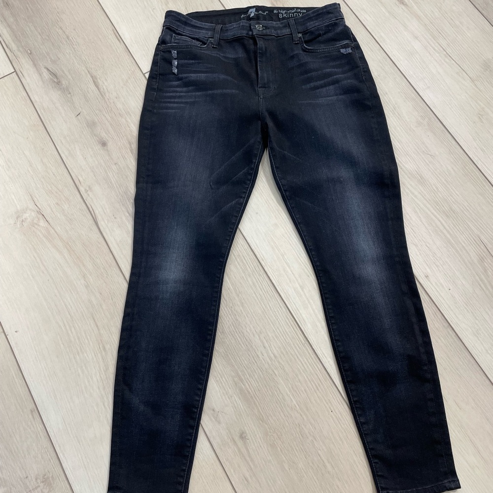 7 For All Mankind Black Skinny Jeans Modern Fit